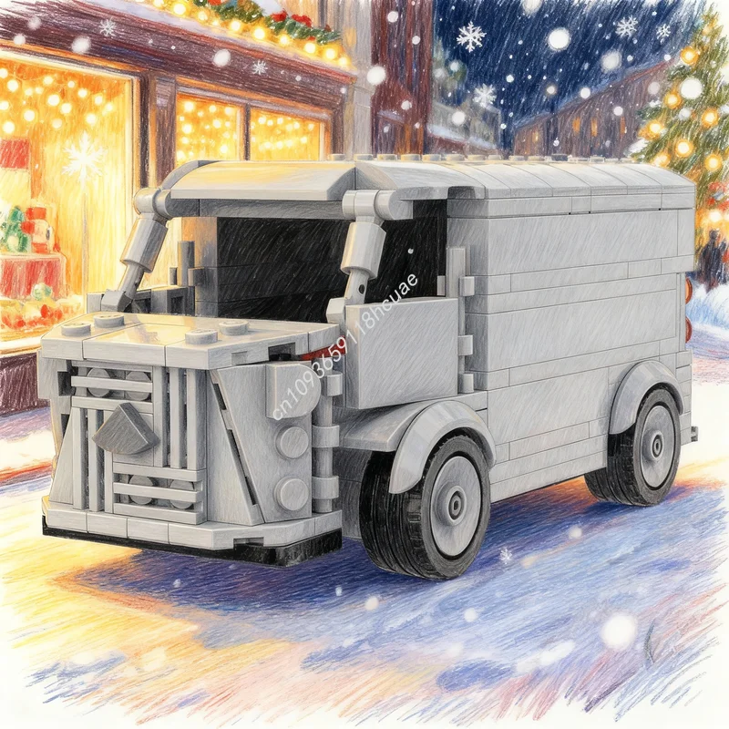 

232 детали MOC City Champions: Модель фургона Citroen H, конструктор, развивающая игрушка, идея для рождественского подарка