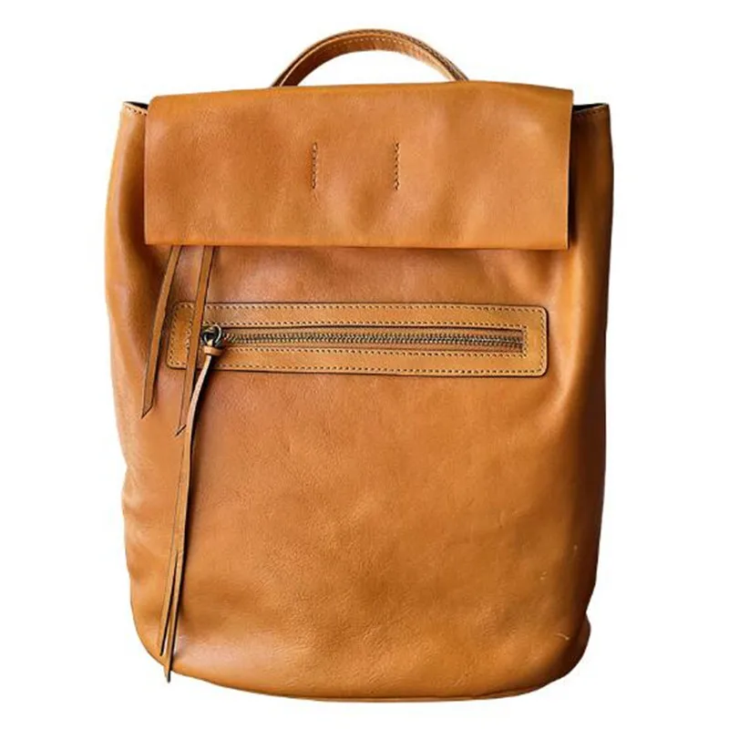 

Backpack female leather large capacity new Japanese vintage art plant tanned cowhide academy style cowhide backpack