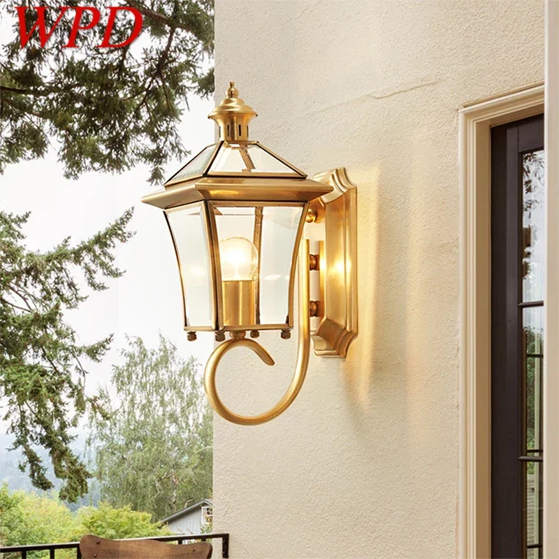 

WPD Contemporary Brass Outdoor Wall Lamps Simplicity Waterproof Creative Balcony Hallway Courtyard Villa Gate Hotel