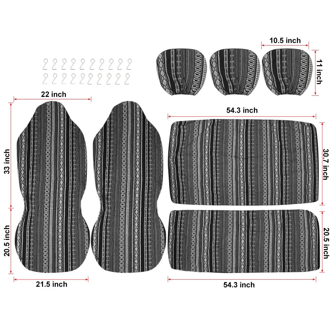 X Autohaux Seat Protection Bucket Covers Blanket Ethnic Style Automotive Seat Cover Protection Seat Covers Universal 1/2/7/10Pcs