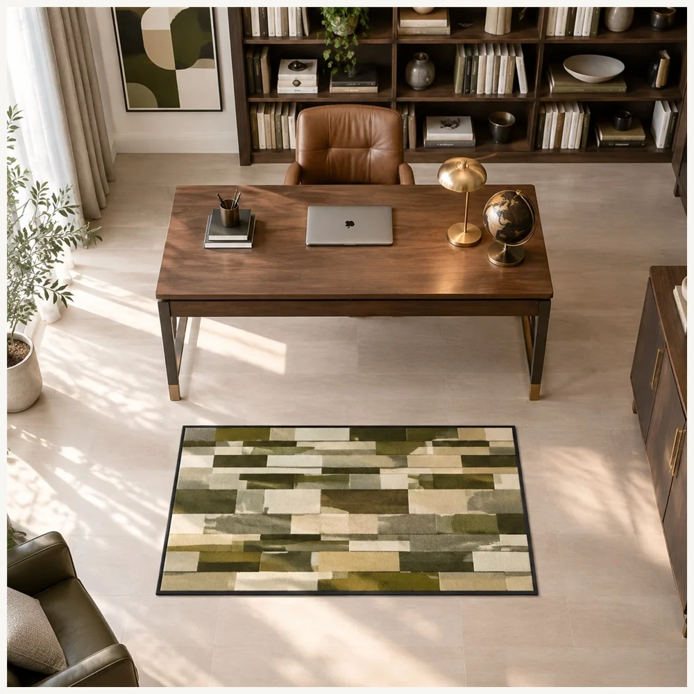 VIKAMA Abstract Mosaic Colour Door Mat, Non Slip Foldable Flannel Rug, Statement Floor Mat for Dining Room, Bathroom, Bedroom