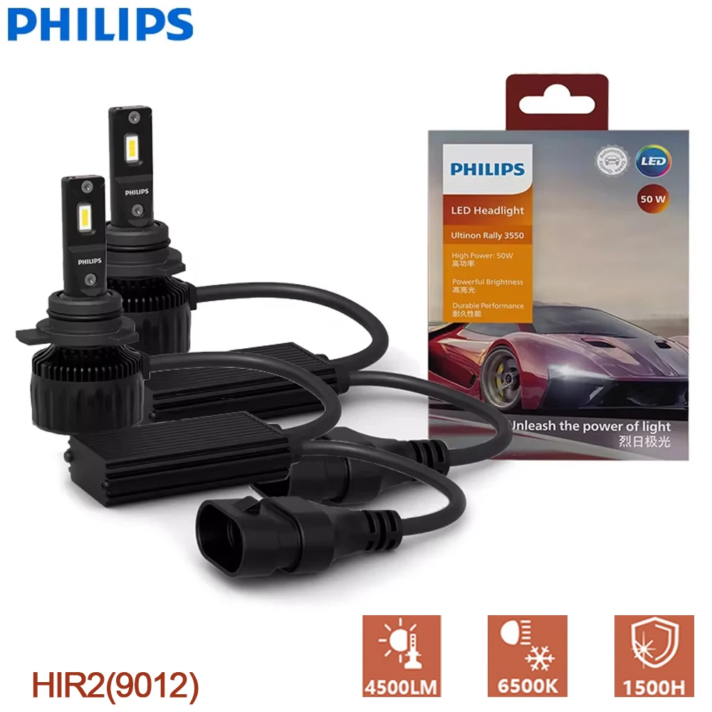 

Philips Ultinon Rally 3550 9012 HIR2 Светодиодные налобные лампы 100 Вт Максимальная мощность Яркие 9000LM 6500K Белые дневные ходовые лампы 11012U3550X2