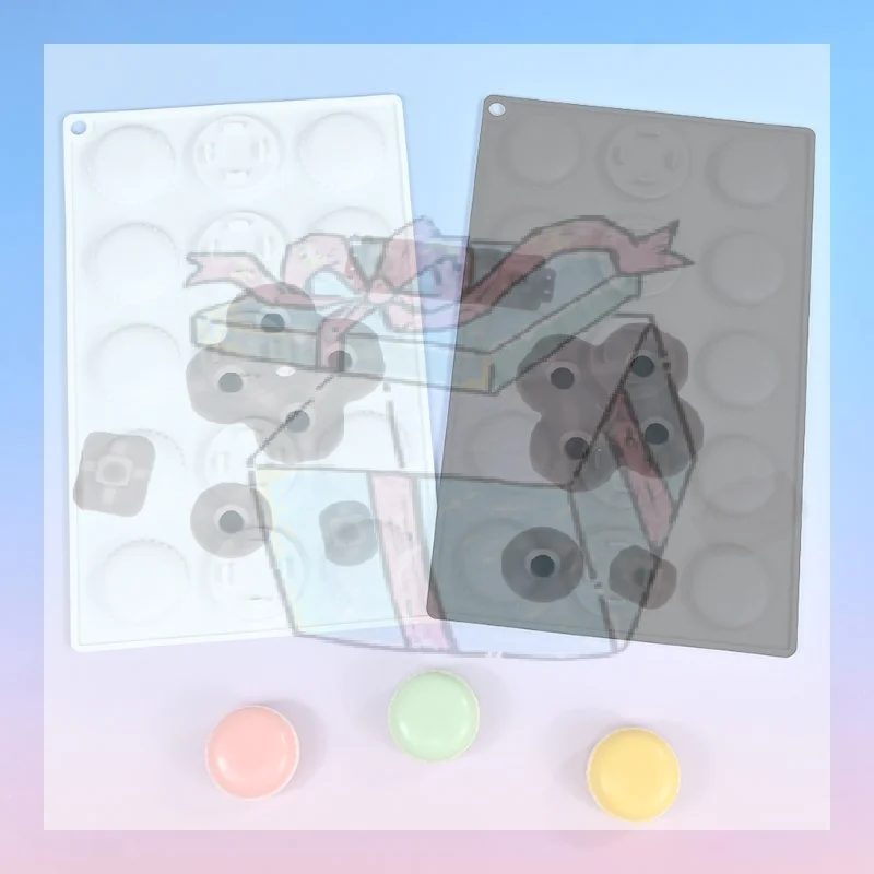 【CC】15 Cavity Macaron Silicone Mold Chocolate Biscuit French Pastry Baking Mold Aromatherapy Candle Squishy Making Mold