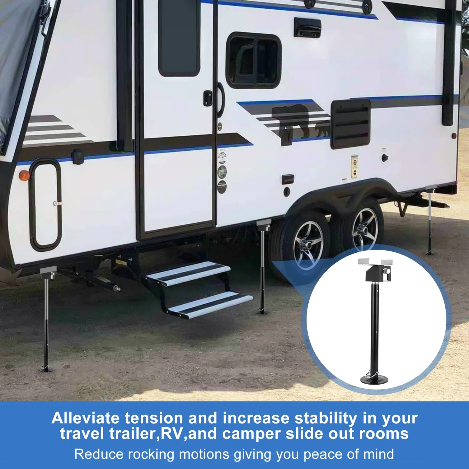 2-Pack RV Slide Out Support Jacks,5000 LB Capacity Per Jack, Adjustable Height, Steel Stabilizer for Travel Trailers & Campers