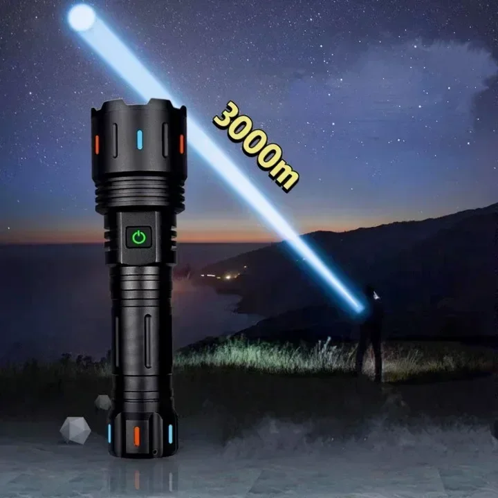 1000000LM Most Powerful Led Flashlight Rechargeable 800W LED Flashlights High Power Zoom Torch Long Range 3000m Tactical Lantren