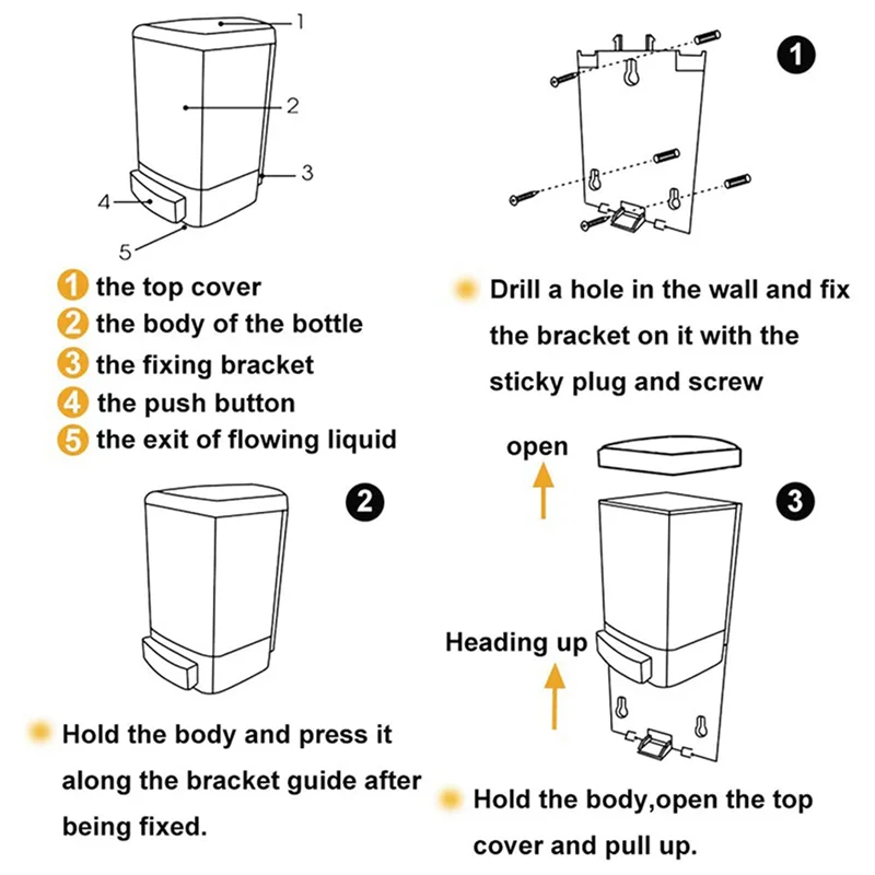 

【Hot Cake】4X Manual Soap Dispenser 33.8Oz/1000Ml Wall Mount Soap Dispenser Bathroom Commercial Soap Dispenser