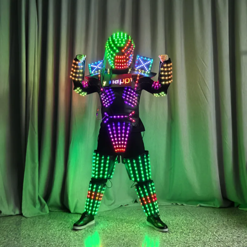 

LED luminous mecha suit Symphony armor performance suit Special-shaped electric light man programming scroll screen bar