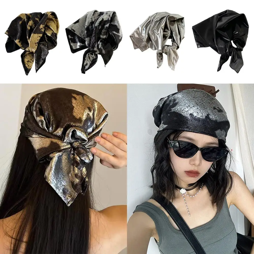 

Sunscreen Headscarf Hat Liquid Silver Leopard Print Hair Scarf Thin Smooth Neck Scarf Multifunctional Turban Vintage Headband