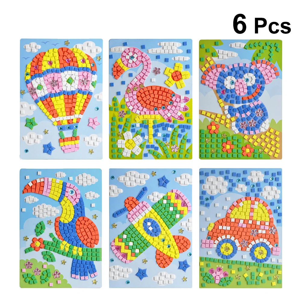6 قطع من ملصقات الفسيفساء ثلاثية الأبعاد DIY للأطفال، مجموعة ألغاز إيفا فوم كرافت آرت للأطفال، لوازم النشاط التعليمي المشرق للفصول الدراسية #6
