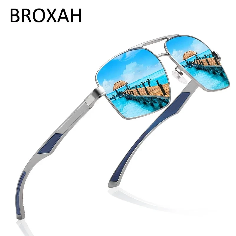 

Retro Square Frame Polarized Sunglasses Men 2024 Fishing Sunglasses Metal Car Driving Glasses Coating Lens Oculos De Sol