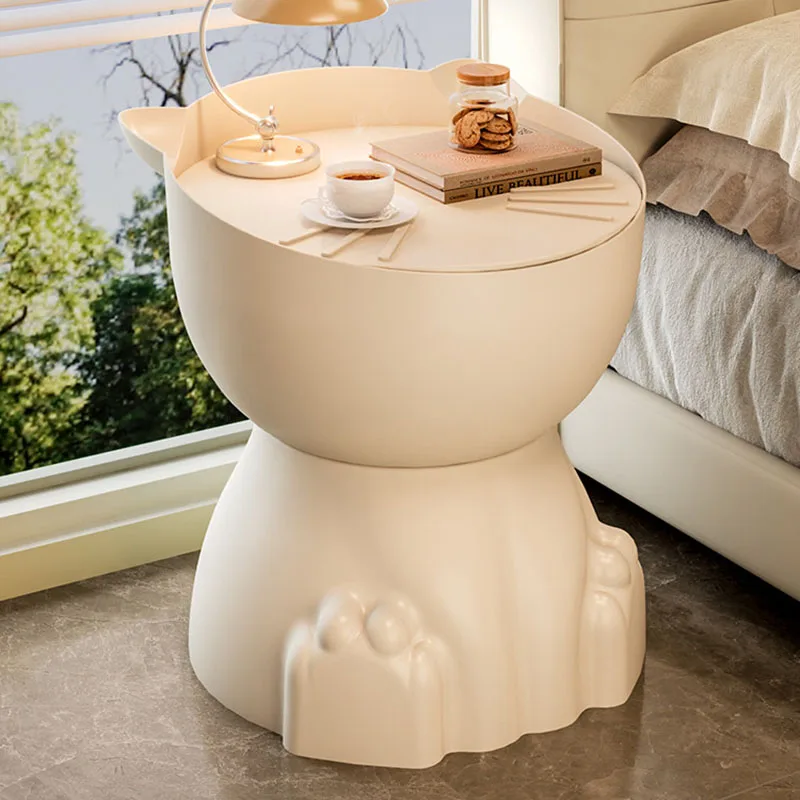 Cute Bedroom Bedside Table Nordic Plastic Cheap Space Saving Coffee Nightstand Trendy Decor Mesitas De Noche Salon Furniture