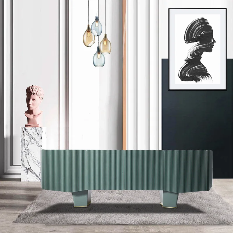 

Marble storage dining side cabinet light luxury emerald large capacity four door drawer cabinet paint living room side cabinet