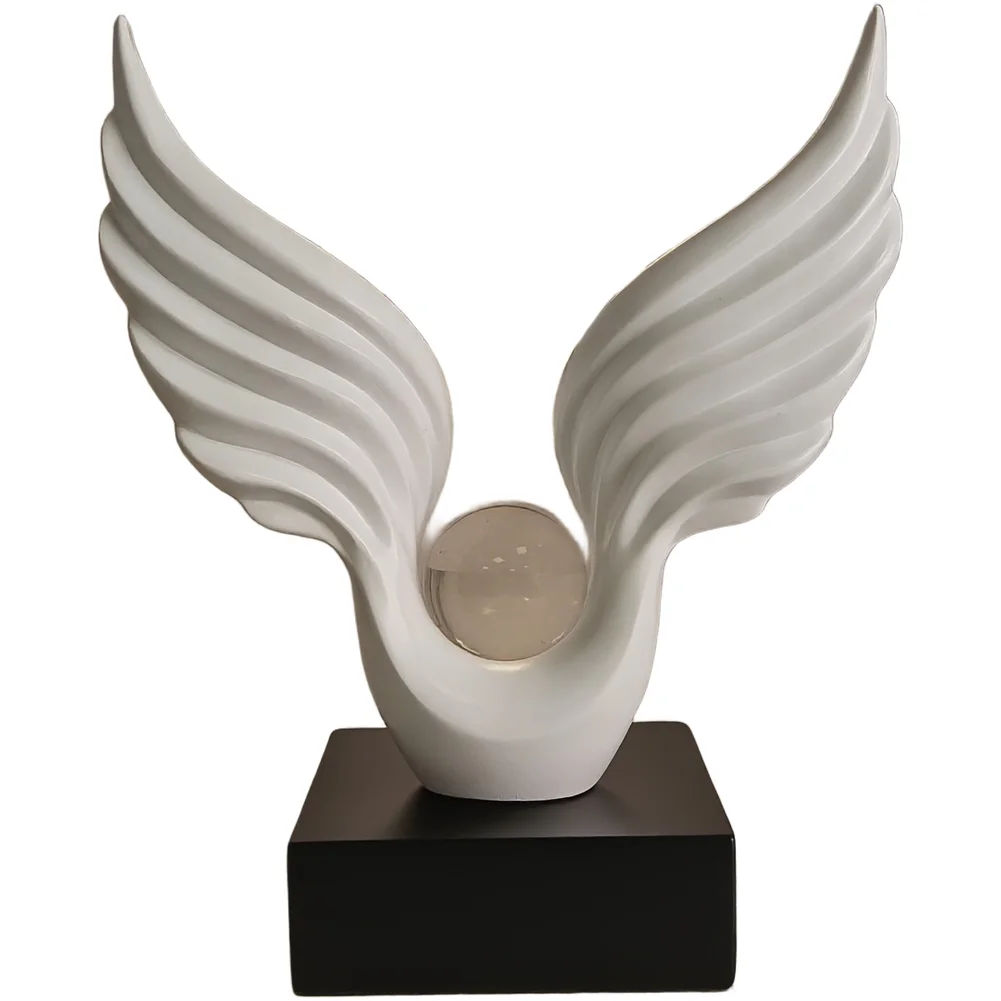 Sculptural Shelf Accent Resin Angel Wings Sleek Sculptural Shape Intricate Detailing Dynamic Wing Motion Lasting Durability