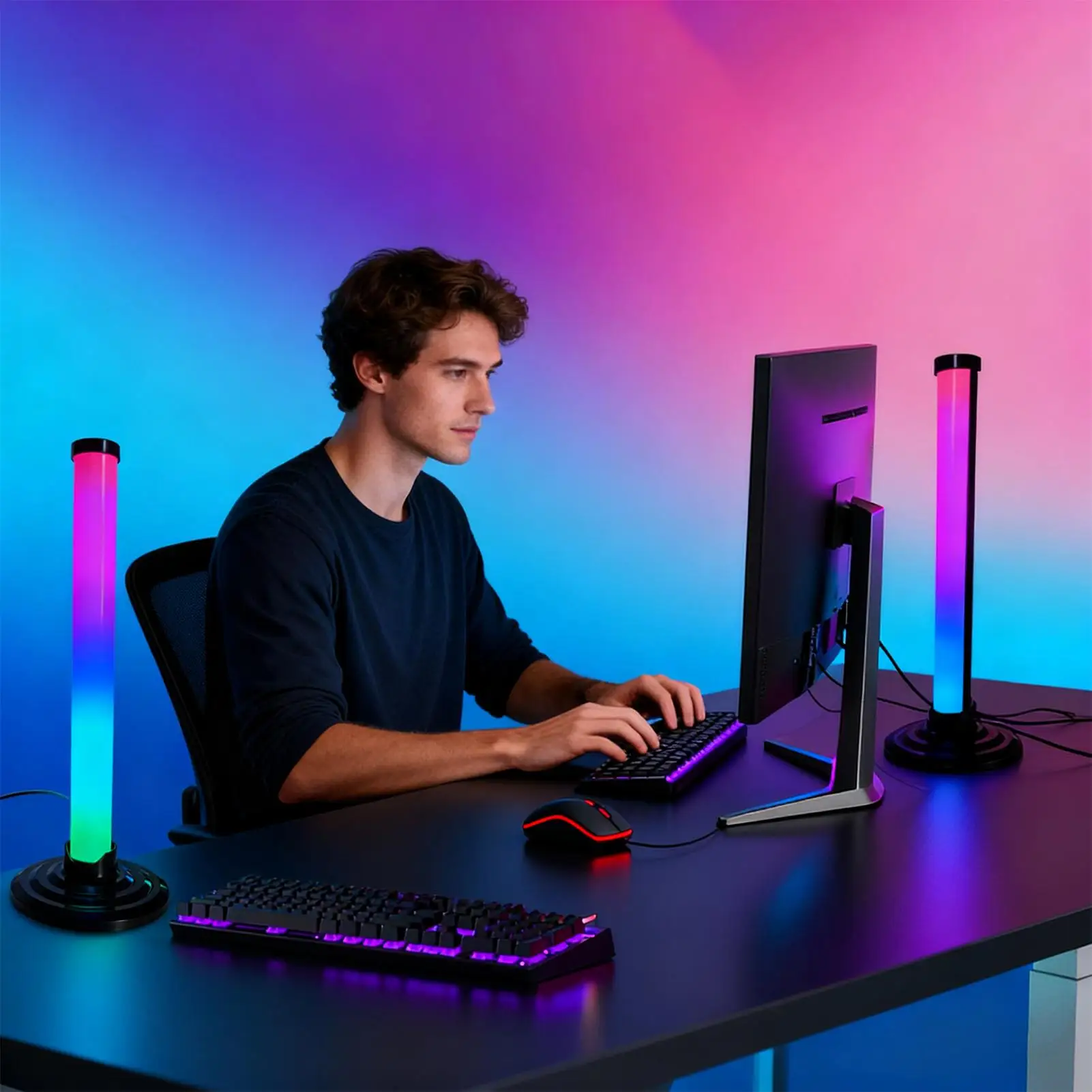 RGB Bar Synchronize Music Ambient Lamp Decor Voice Control Color Changing TV Backlight For Home Theater Computer Desk Bedroom