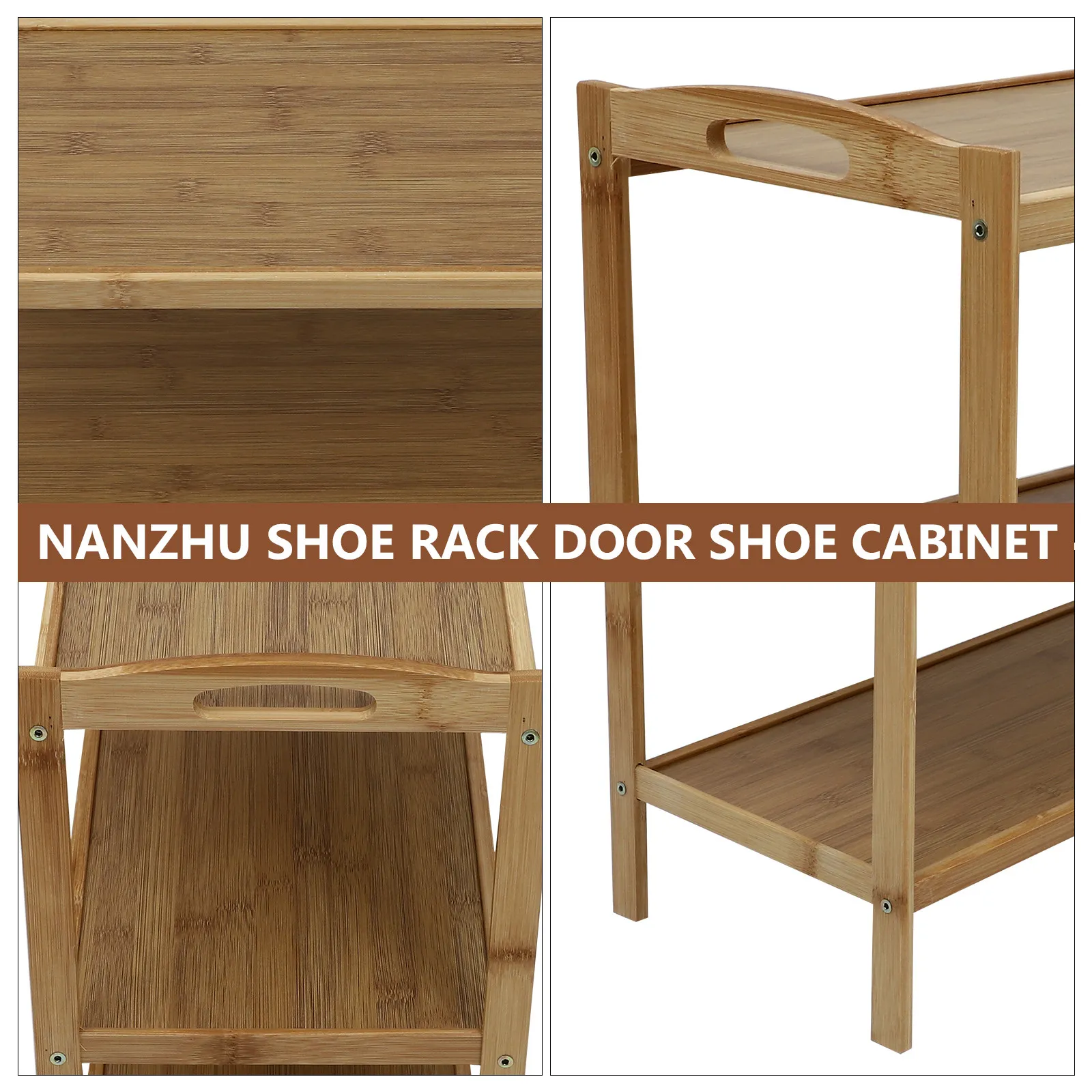 

1Pcs Modern Shoe Rack Bamboo and Density Board Three-Tier Shoe Shelf Strong Stability Household Storage Stand Ideal for Entryway