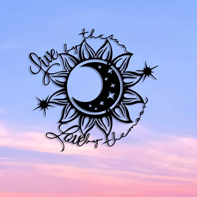 CIFBUY Metal Wall Decor Sun Moon Art Plaque For Living Room Yard Shop