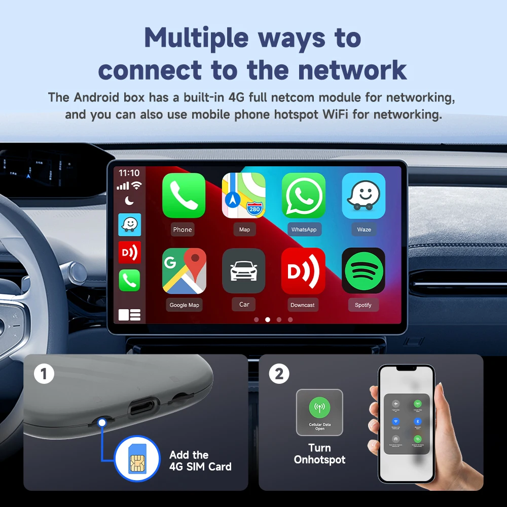 CarlinKit Wireless Carplay Android Auto TV Box Android 13 4+64G Carplay Wireless Adapter Wifi 5.8 AI Box for IPTV Youtube IOS17