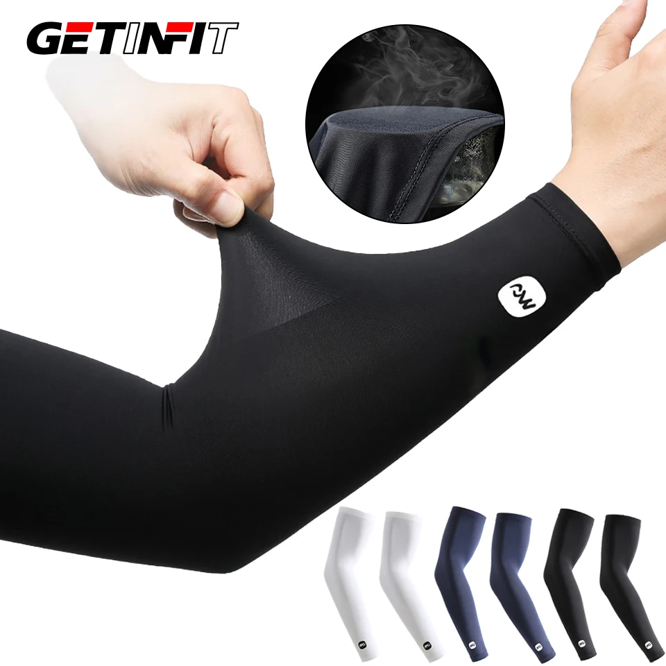 

GETINFIT 1 пара тонких дышащих рукавов-накладок UPF50+ из охлаждающего ледяного шелка для защиты рук при походах, езде на велосипеде, вождении автомобиля, для мужчин и женщин