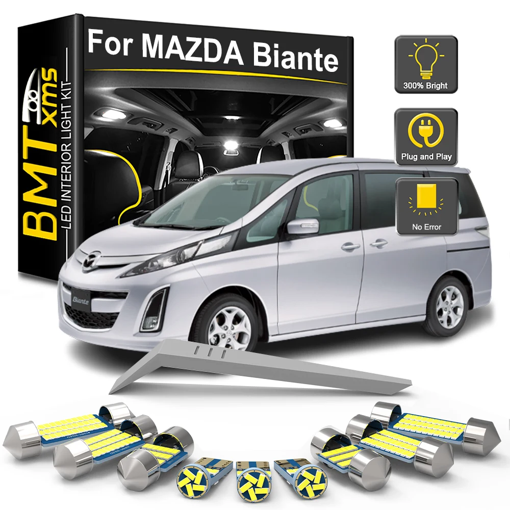 

BMTxms 10 шт. для Mazda Biante 2008-2010 2011 2012 2013 2014 2015 2016 2017 2018 автомобильный светодиодный комплект внутренних лампочек с картой купола Canbus