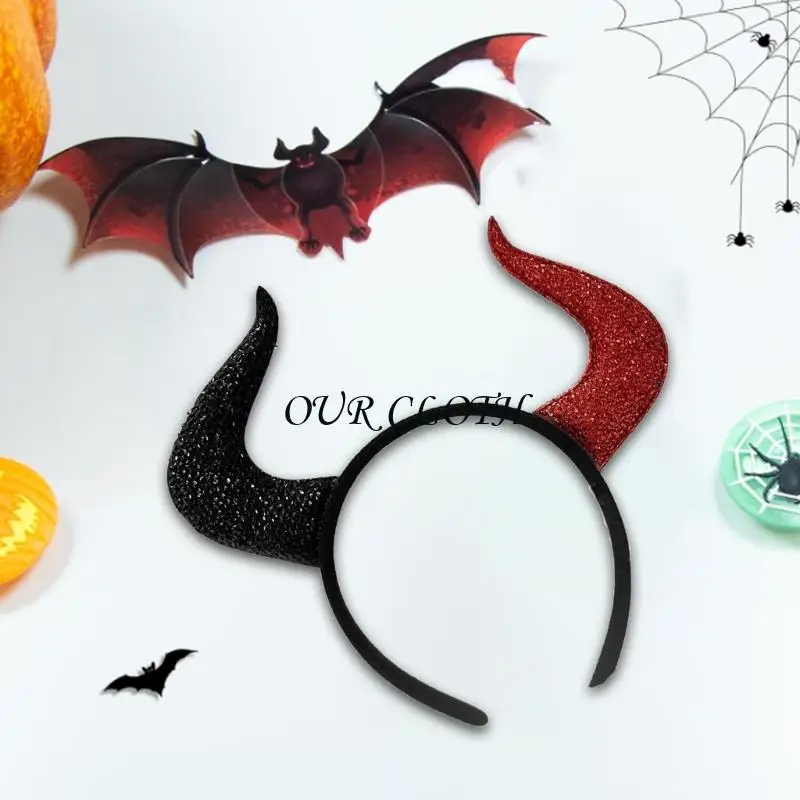 Fashion Devil Horns Headband,Devil Costume for Women Girls,Halloween Fancy Dress Cosplay Hairband Y1AC