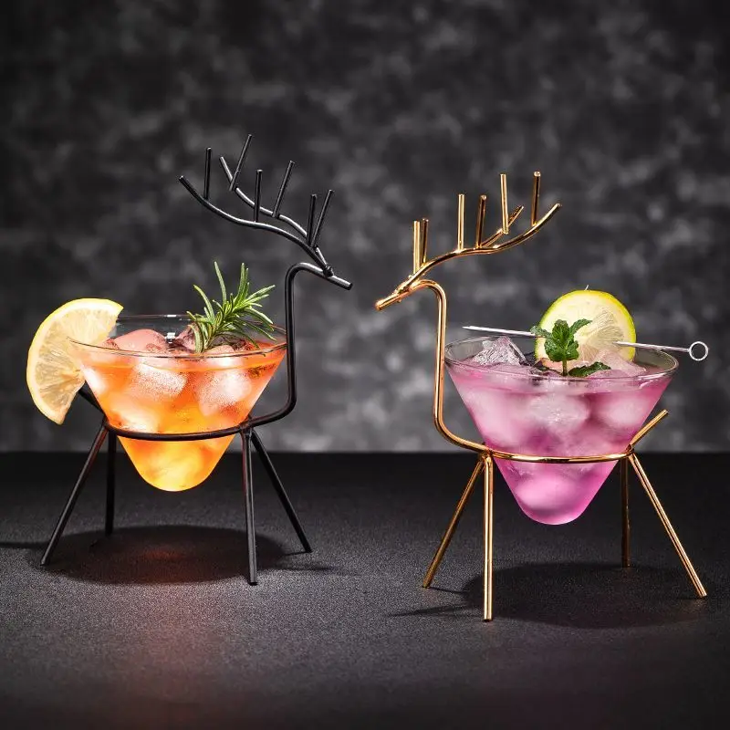 

Creative Cocktail Glasses Fawn Iron Art Glass Personality Nordic Cup Wine Glass Cold Drink Cup Juice Coffee Water Mug Bar Tool
