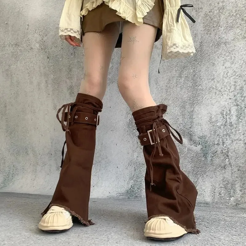 Cute Y2k Leg Warmers Spicy Girl Retro Stockings Brown Footcover Long Stockings Women