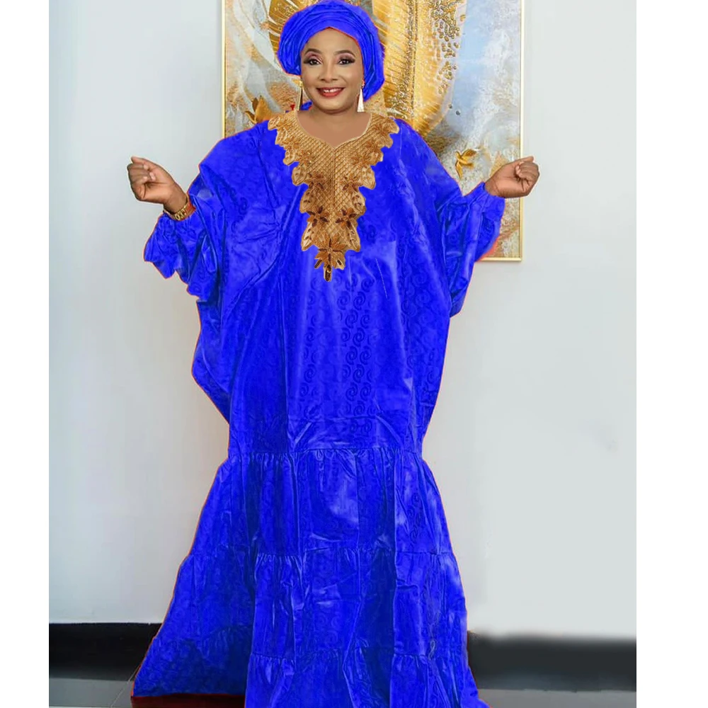 2024 i piรน nuovi abiti africani Bazin Riche di grandi dimensioni nigeriano nobile abito da sposa abbigliamento viola Guinea Lady abiti lunghi Boubou
