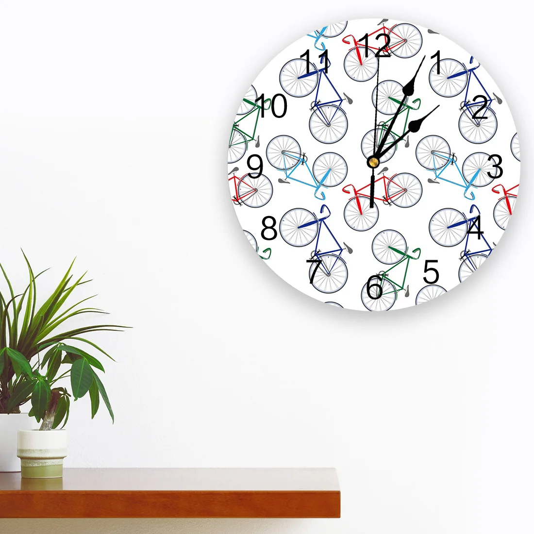 Colorful Bicycle White Wall Clock Modern Design Living Room Decoration Kitchen Clock Mute Wall Watch Home Interior Decor