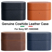 Funda de cuero de vaca 100% auténtica para SONY WF-1000XM6, funda protectora Premium, fundas de lujo para Sony WF1000XM6 WF 1000XM6