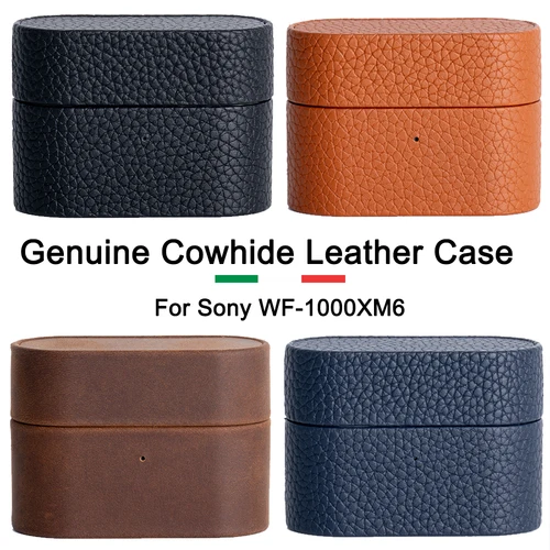 Imagen 1 del producto Funda de cuero de vaca 100% auténtica para SONY WF-1000XM6, funda protectora Premium, fundas de lujo para Sony WF1000XM6 WF 1000XM6