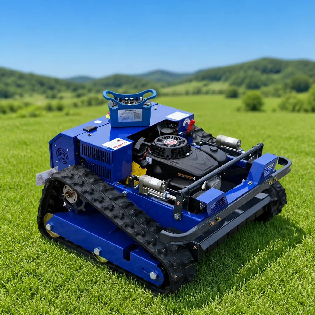 Customized CE EPA Rechargeable Electric Tracked Remote Controlled Robotic Mower with Adjustable Cutting Height for Garden Lawn