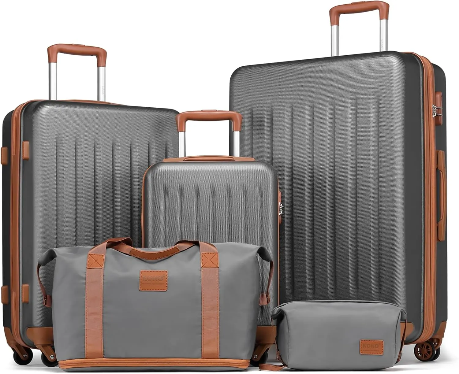 Kono Bagage Sets 5 Stuks Met Reis Plunjezak, Uitbreidbare (Slechts 28 ") Koffer Set Abs Hard Case Bagage Met Spinner Wielen