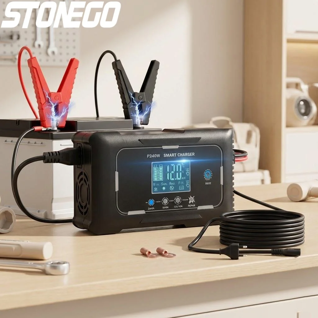 Smart Battery Charger 12V 24V Temperature Adaptive 3 Level Current Multi Protection Repair Lead Acid AGM LiFePO4