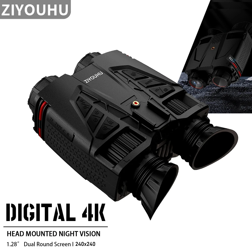 NVC800 4K UHD الأشعة تحت الحمراء كاميرا تلسكوب رقمية مثبتة على الرأس واي فاي للرؤية الليلية 16X التكبير مناظير للصيد والتخييم