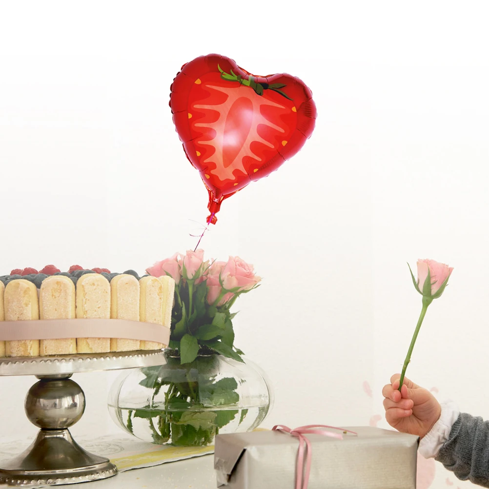 

Strawberry Balloon Fruit Shaped Foil Balloons Reusable Self Sealing Easy Inflation Birthday Party Decorations Red Helium
