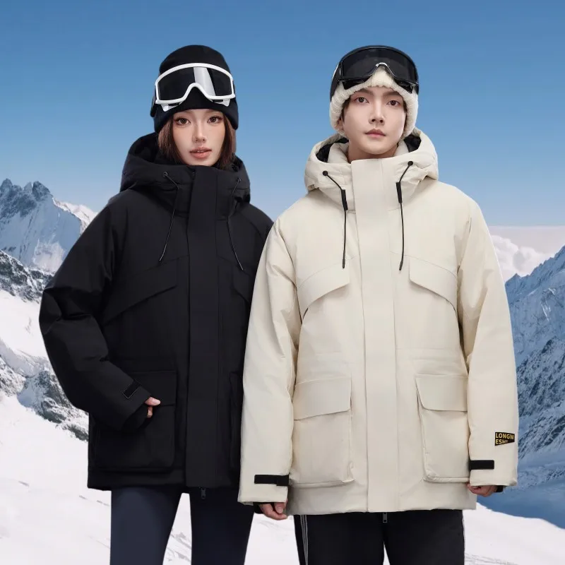 

2025 Winter New Obsidian-Inspired Down Jacket Fashion Hooded Outdoor Workwear Unisex Puffer Coat Couples Ski Jacket