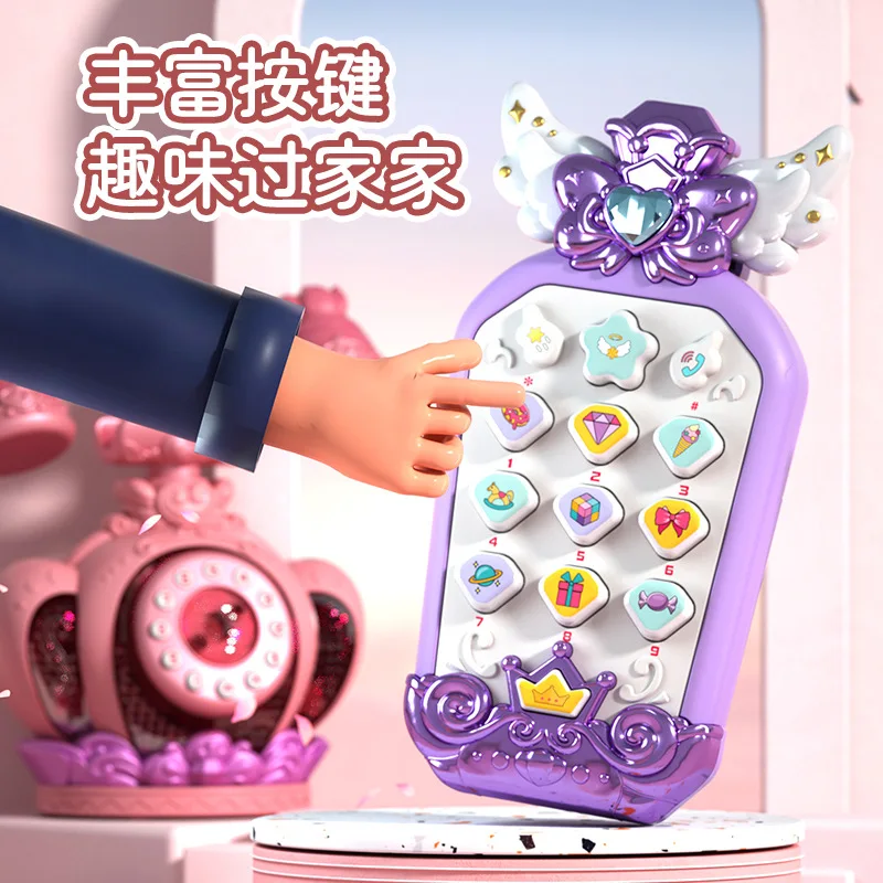 Children Cartoon Princess Simulation Smart Cell Phone Retro Landline With Light Music Early Education Puzzle Toy Birthday Gifts