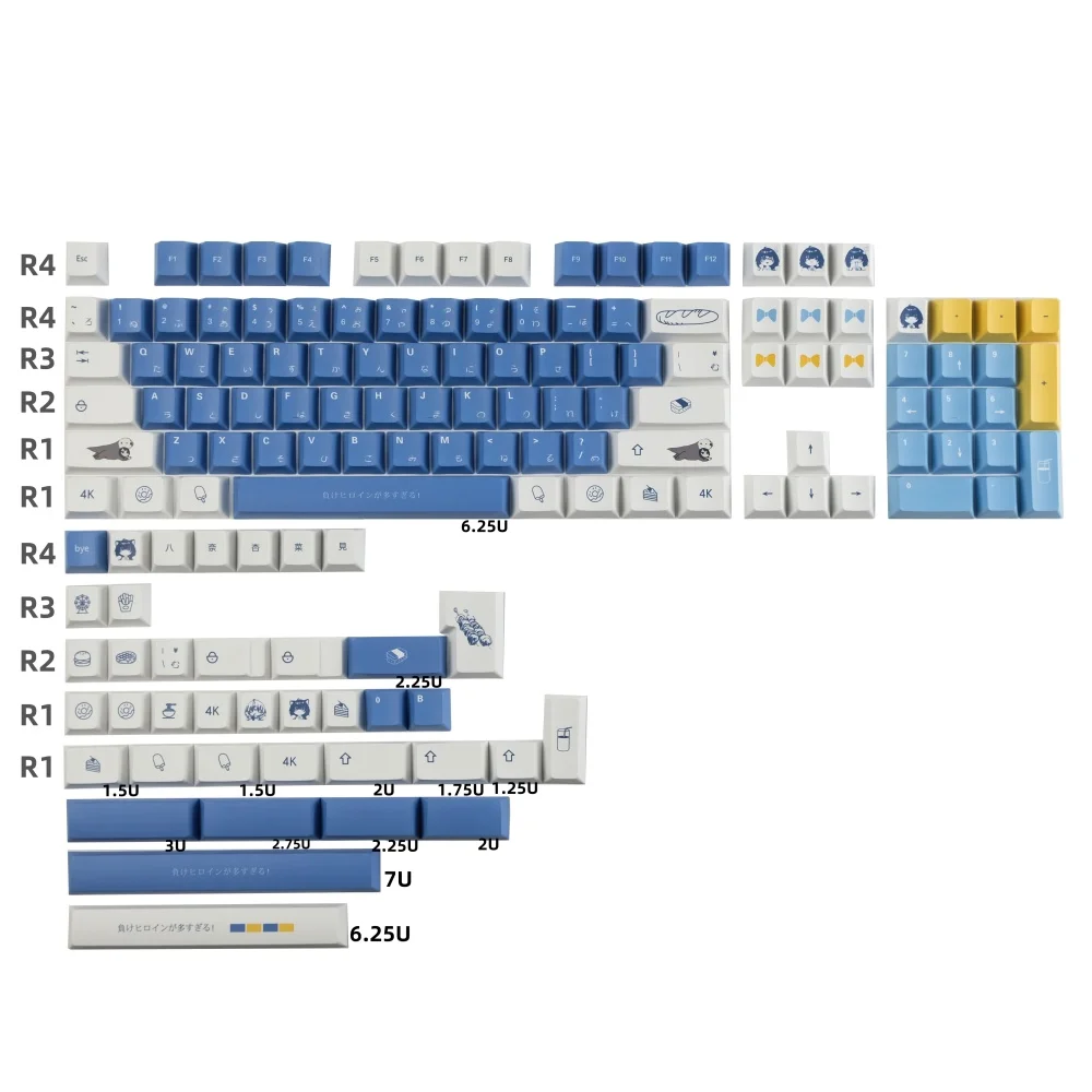 140 teclas anime keycaps pbt teclado mecânico de sublimação de tinta cereja perfil cruz mx interruptores inglês japonês keycaps