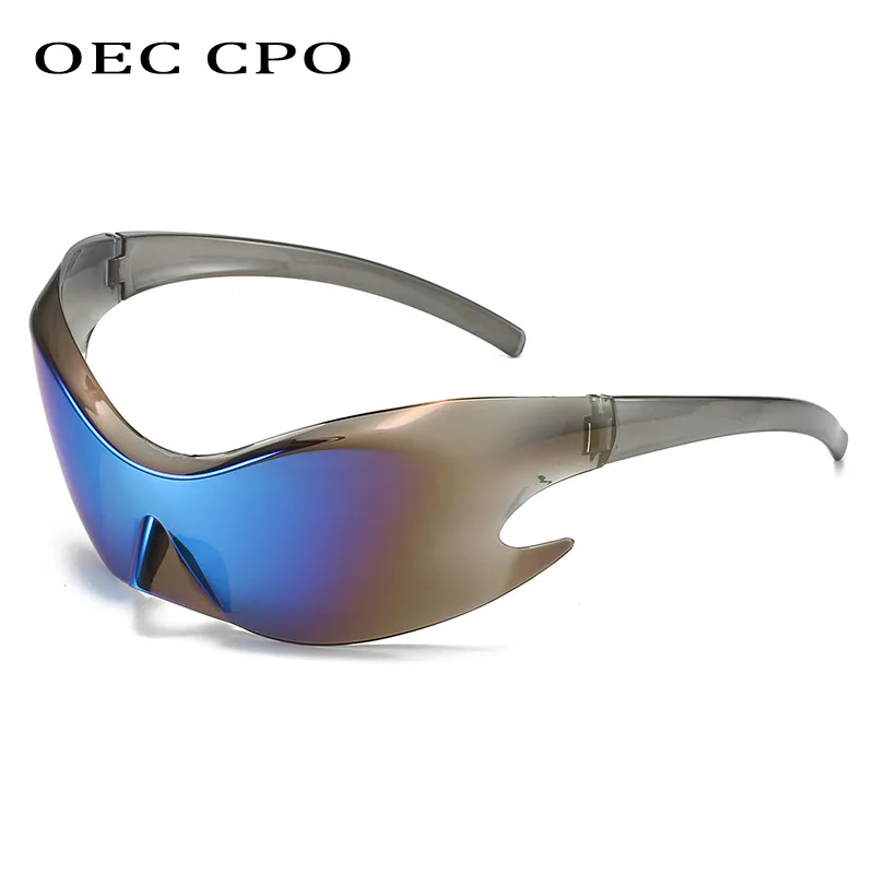 Oversized Goggles Punk Y2k Sunglasses Men Women Fashion 2000\'S Brand Mirror Sports Sun Glasses Female Rimless Eyewear Shades