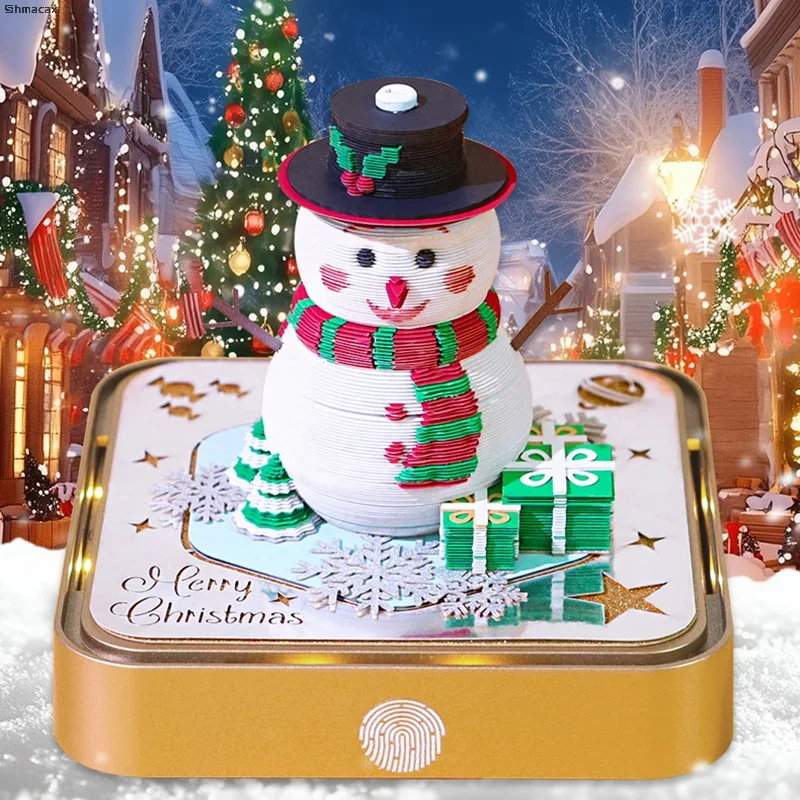 

Time Piece Calendar 2026 Desk Calendar With LED Light 3D Tear-away Calendar Paper Carving Art Memo Pad Notepad Gift Christmas