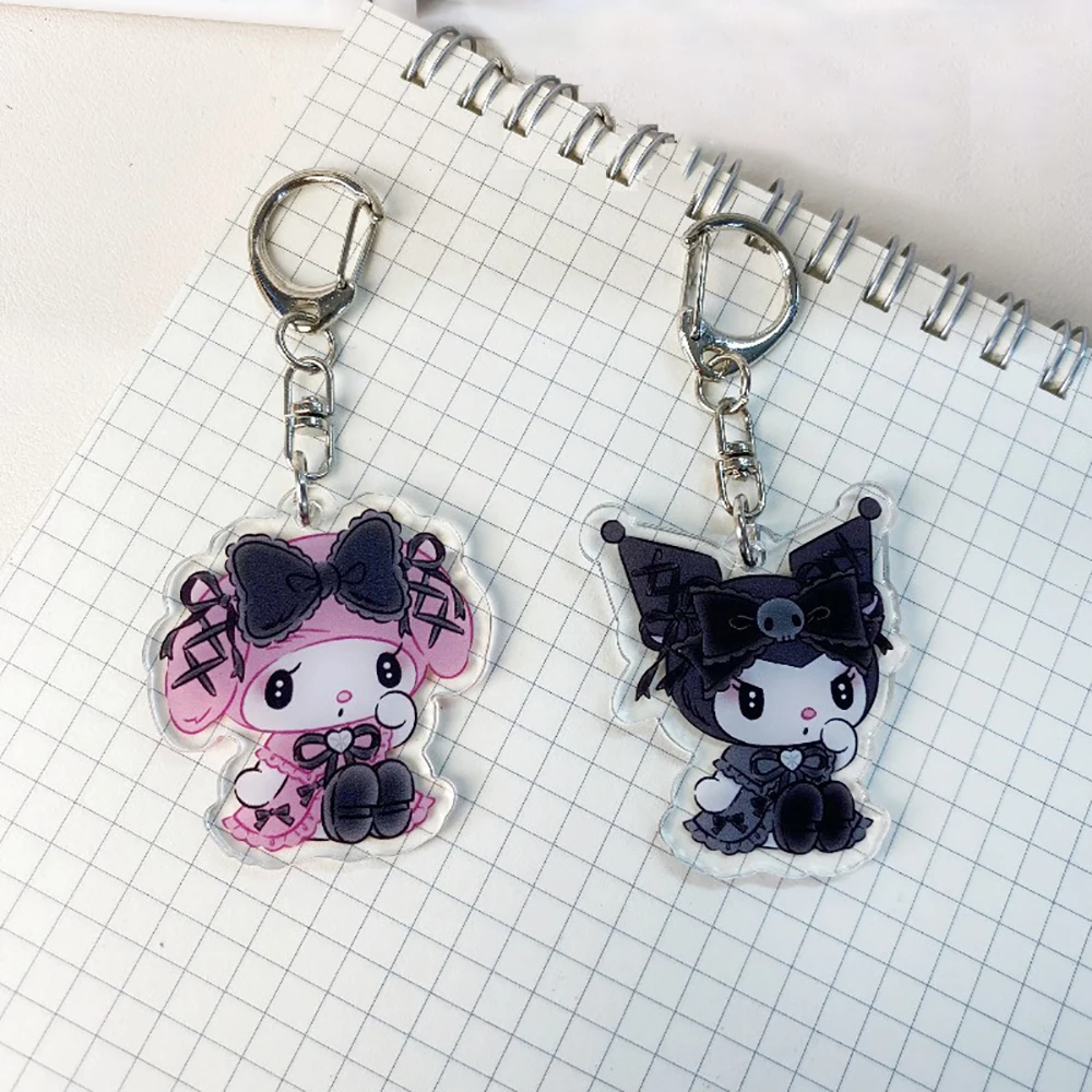 Sanrio Kawaii Kuromis Melodys Gothic Dark Style Keychain Accessories Couple Cartoon Acrylic Pendant Backpack Decoration Kdis Toy image 2