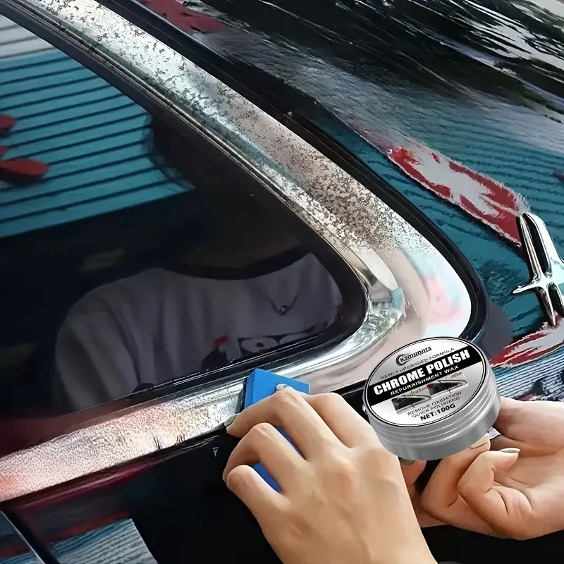 1pc 100g Automotive Chrome Plated Parts Restoration & Polishing Cream - Scratch Remover for Car Door Handles, Window Frames, Log view 5