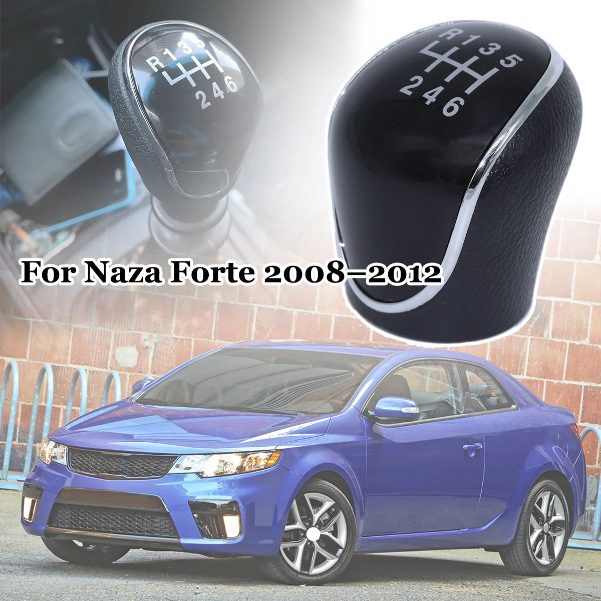 

6SP +R MT Gear Shift Knob GearStick Lever Pen Shifter Handball Chrome M10 Black For Naza Forte Kia Koup 2008-2012 Hyundai IX35