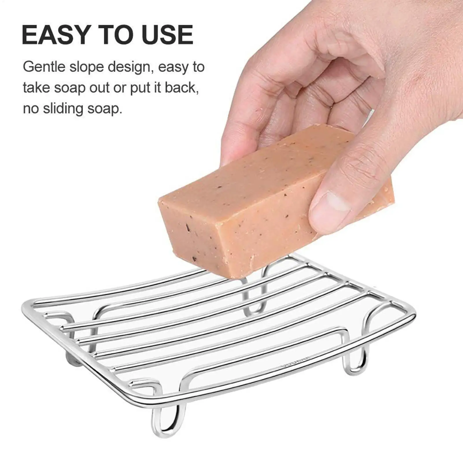 Bar Soap Dish Self-Draining Shower Soap Holder Stainless Steel Wire Tray Drain Sponge Rack for Sponge Sink Apartment RV Guest