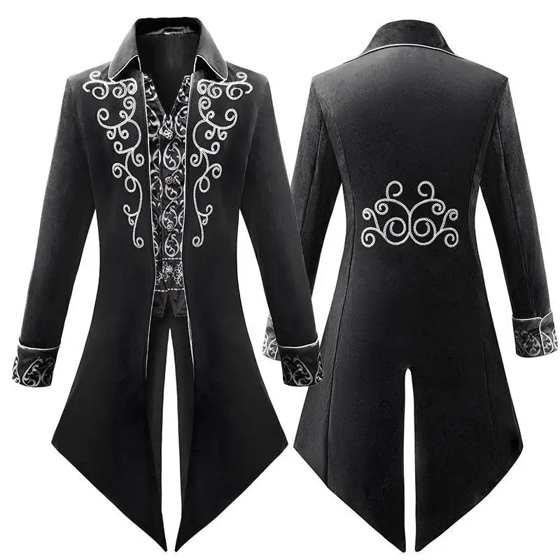Manteau sur mesure rétro médiéval pour hommes, Costume d'halloween Punk Sle Long Court Faionable Ele classique, vêtements d'extérieur pour hommes