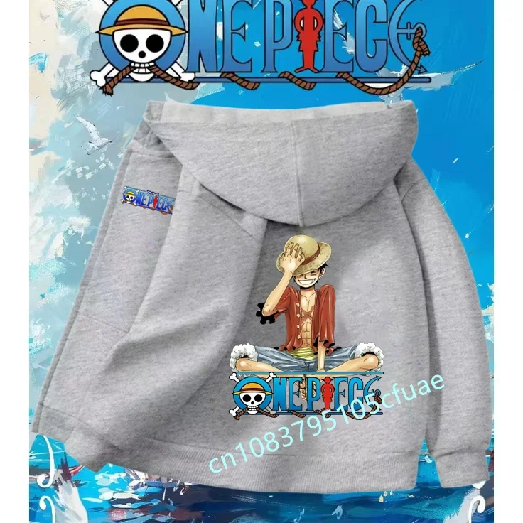 

Boys Girls Zipper Hoodie+pants Same Straw Hat Group Fetters One Piece Luffy And His Partner Harajuku Printed Pattern Children's
