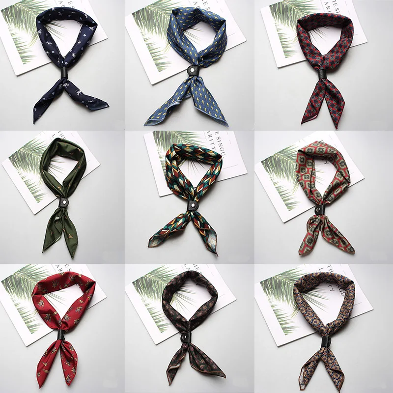 

60*60cm Silk Men's Ladies Boys Girls Women Small Square Designer Scarf Men Luxury Accessories Ascot Cravat Ties Cravat