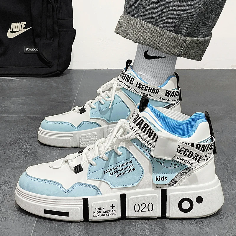 

Winter High Top Men's Shoes Warm Fleece Casual Sports Sneakers for Junior And High School Students And Teenagers