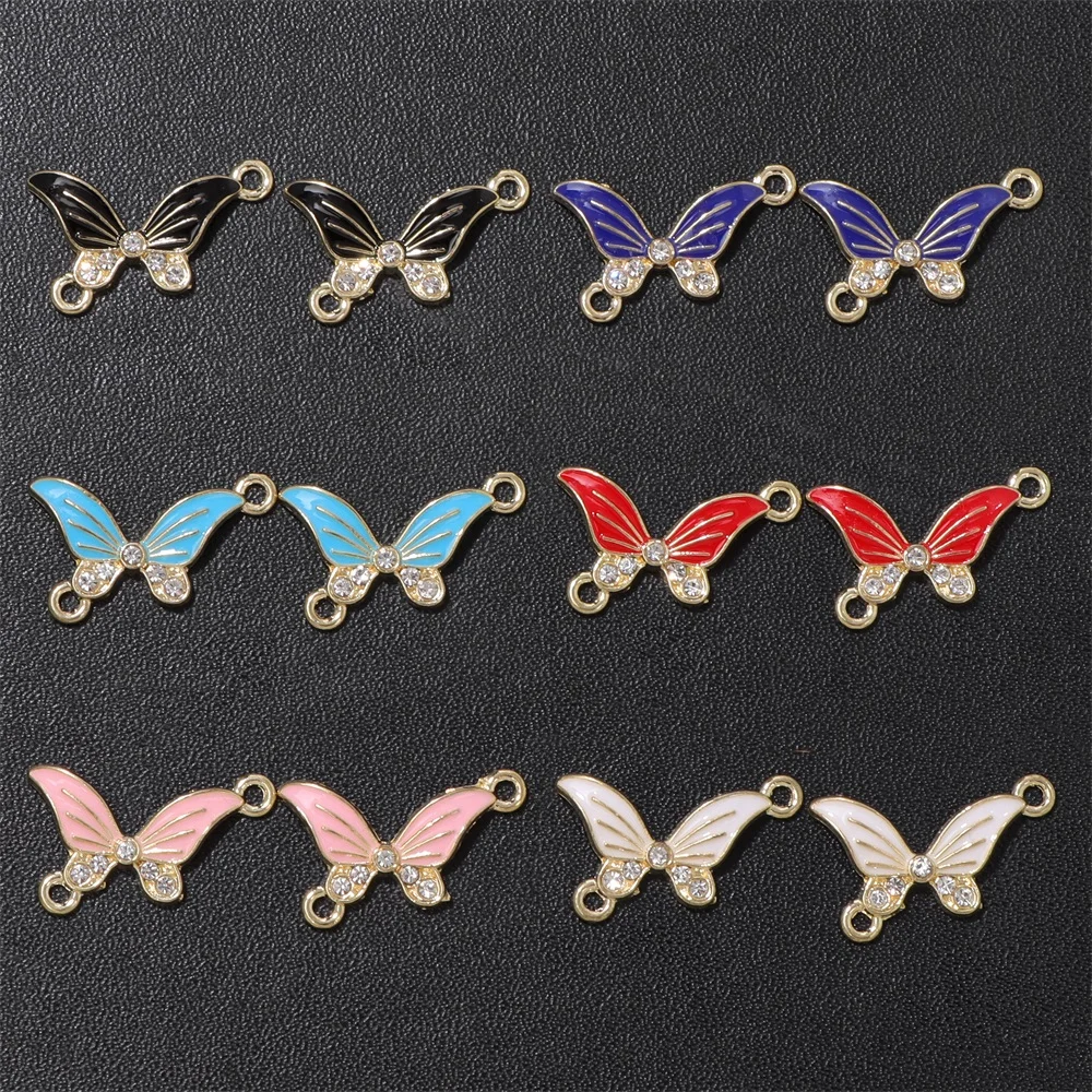 20Pcs Cute Butterfly Charms Connectors Metal Enamel Butterfly Pendant For Jewelry Bracelet Making Necklace DIY Keychain 20x10mm