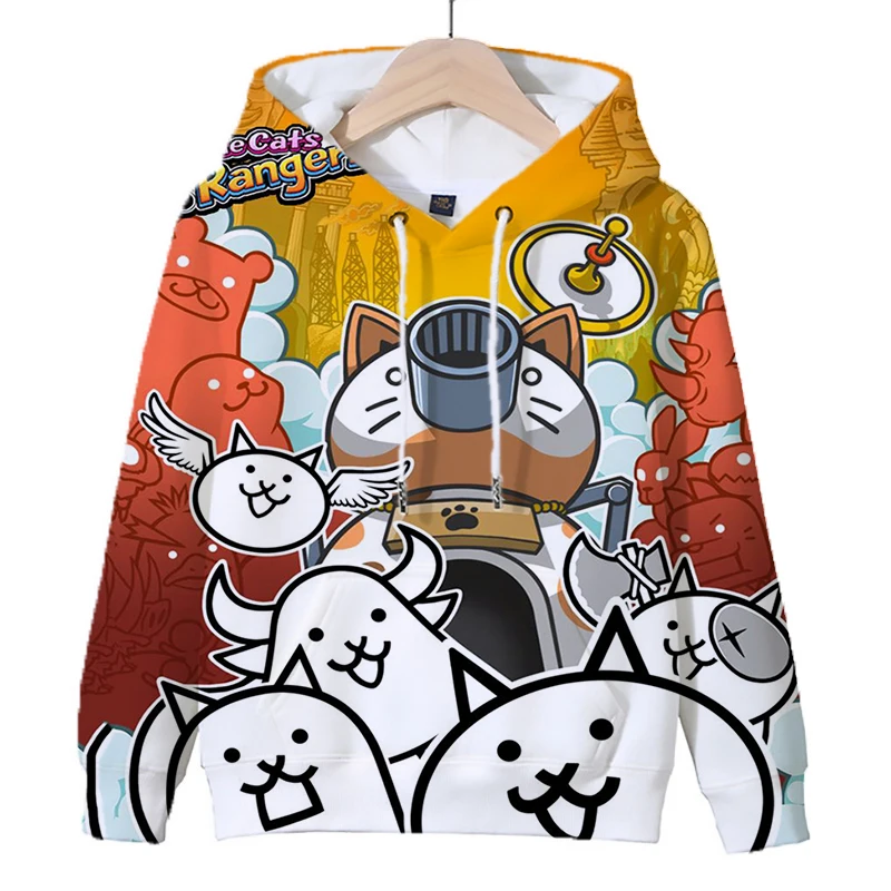 The Battle Cats Hoodies Kids Cartoon Sweatshirts Boys Girls Funny Game Pullover Tops Sudadera Autumn Streetwear Children Clothes